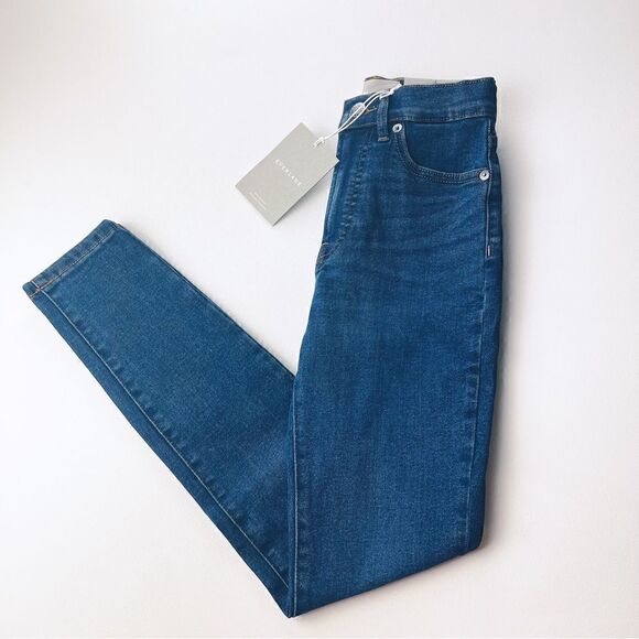 Everlane The Authentic Stretch High Skinny Ankle Jean Dark Blue Wash Size 23 New - Picture 7 of 13